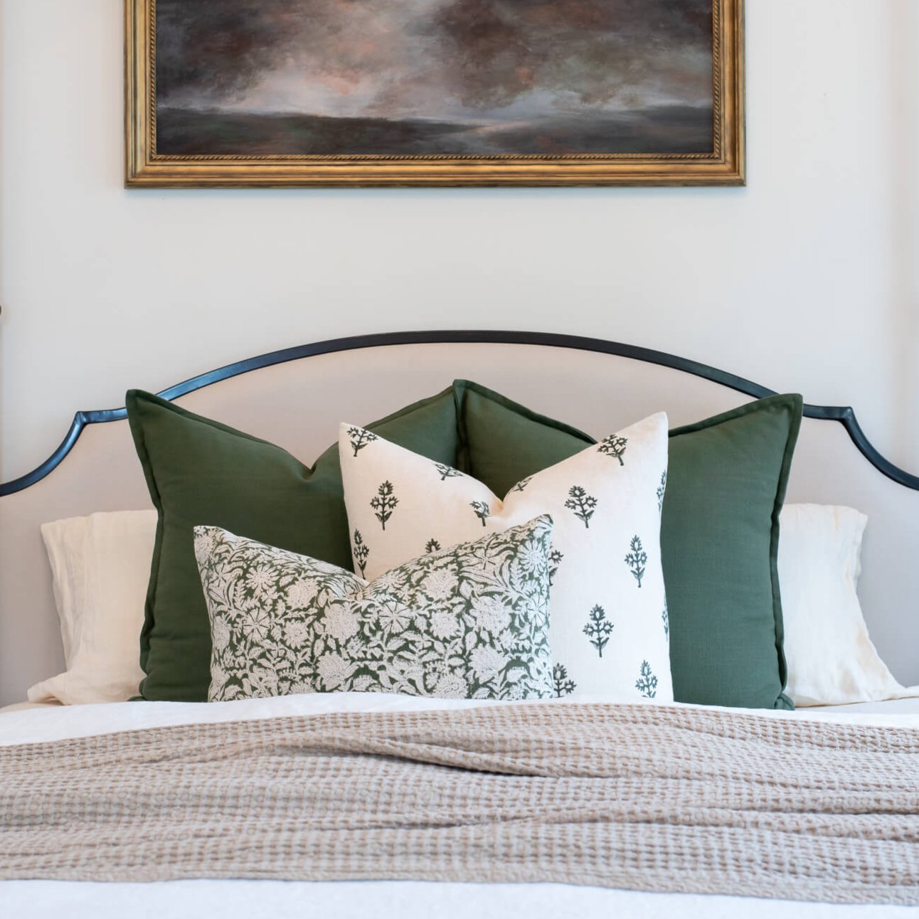**FLAWED** Jardim Floral Block Printed Pillow Cover | Olive Green | Lumbar