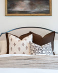 Laurel Floral Block Printed Pillow Cover | Chocolate Brown | Lumbar