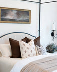Mia Floral Block Printed Pillow Cover | Brown