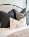 Luna Floral Block Printed Pillow Cover | Blue/Teal Green
