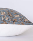 Frances Floral Block Printed Pillow Cover | Blue