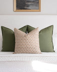 Jules Floral Block Printed Pillow Cover | Mustard, Green