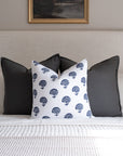 Dover Floral Block Printed Pillow Cover | Blue