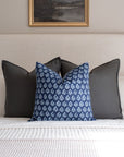Amara Floral Block Printed Pillow Cover | Blue