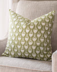 **FLAWED** Irving Floral Block Printed Pillow Cover | Green