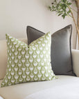**FLAWED** Irving Floral Block Printed Pillow Cover | Green
