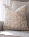 Luana Floral Block Printed Pillow Cover | Beige/Brown