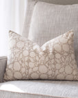 Luana Floral Block Printed Pillow Cover | Beige/Brown | Lumbar