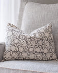**FLAWED** Dara Floral Block Printed Pillow Cover | Warn Grey | Lumbar