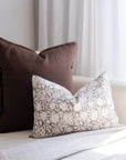 **FLAWED** Dara Floral Block Printed Pillow Cover | Warn Grey | Lumbar