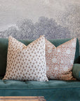**FLAWED** Vera Floral Block Printed Pillow Cover | Brown
