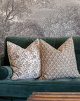 Rhea Floral Block Printed Pillow Cover | Mustard