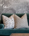 Mirelle Floral Block Printed Pillow Cover | Blue, Green, Burgundy