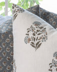 ** ARTISAN VARIATION ** Aster Floral Block Printed Pillow Cover | Blue