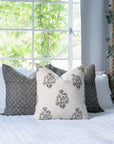 Briar Floral Block Printed Pillow Cover | Blue, Brown, Green