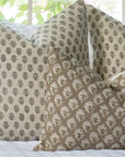 Rhea Floral Block Printed Pillow Cover | Mustard | Lumbar