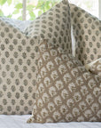Rhea Floral Block Printed Pillow Cover | Mustard | Lumbar