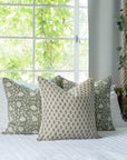 **FLAWED** Mori Block Printed Pillow Cover | Sage Green