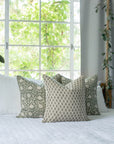 Sabine Floral Block Printed Pillow Cover | Green
