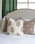 Greta Block Printed Pillow Cover | Brown