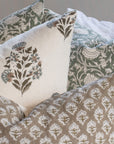 Sabine Floral Block Printed Pillow Cover | Green