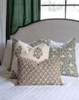 Sabine Floral Block Printed Pillow Cover | Green