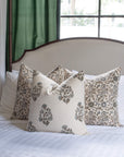 Mirelle Floral Block Printed Pillow Cover | Blue, Green, Burgundy
