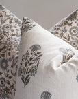Briar Floral Block Printed Pillow Cover | Blue, Brown, Green