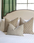 Rhea Floral Block Printed Pillow Cover | Mustard