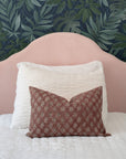 Kay Floral Block Printed Pillow Cover | Rust | Lumbar