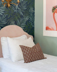 Kay Floral Block Printed Pillow Cover | Rust | Lumbar