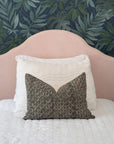 Aster Floral Block Printed Pillow Cover | Blue, Brown | Lumbar