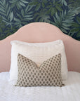 Mori Floral Block Printed Pillow Cover | Sage Green | Lumbar