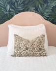 Mirelle Floral Block Printed Pillow Cover | Blue, Green, Burgundy | Lumbar