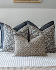 Estelle Floral Block Printed Pillow Cover | Blue, Mustard