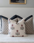 Vera Floral Block Printed Pillow Cover | Brown