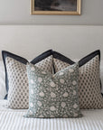 Sabine Floral Block Printed Pillow Cover | Green