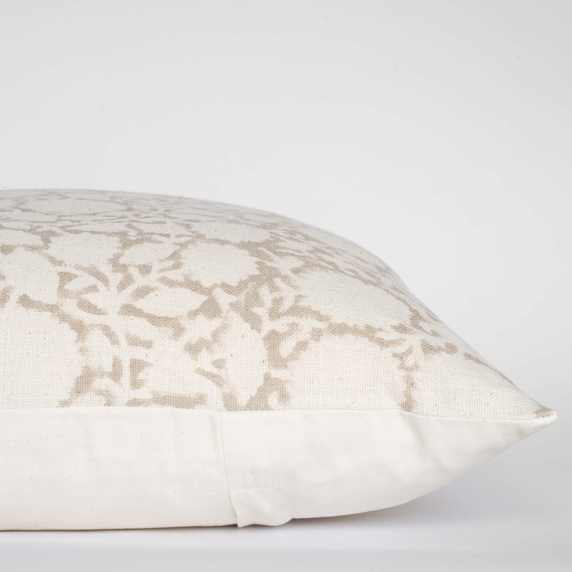 Luana Floral Block Printed Pillow Cover | Beige/Brown