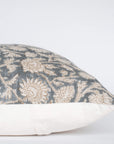 ** ARTISAN VARIATION ** Estelle Floral Block Printed Pillow Cover | Blue, Mustard