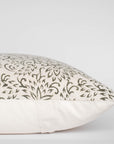 Everly Floral Block Printed Pillow Cover | Olive Green
