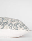 Chloe Floral Block Printed Pillow Cover | Blue | Lumbar