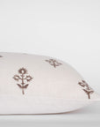 Mia Floral Block Printed Pillow Cover | Brown | Lumbar