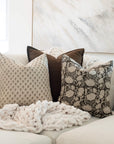 Auburn Floral Block Printed Pillow Cover | Brown