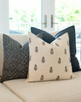 Marla Floral Block Printed Pillow Cover | Blue and Mustard