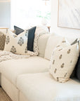 Marla Floral Block Printed Pillow Cover | Blue and Mustard