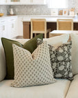 Auburn Floral Block Printed Pillow Cover | Brown