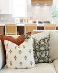 Auburn Floral Block Printed Pillow Cover | Brown