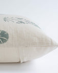 **FLAWED** Lighter Devi Floral Block Printed Pillow Cover | Teal Green/Blue