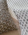 Rhea Floral Block Printed Pillow Cover | Mustard | Lumbar
