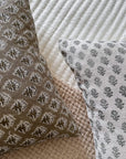 Rhea Floral Block Printed Pillow Cover | Mustard | Lumbar